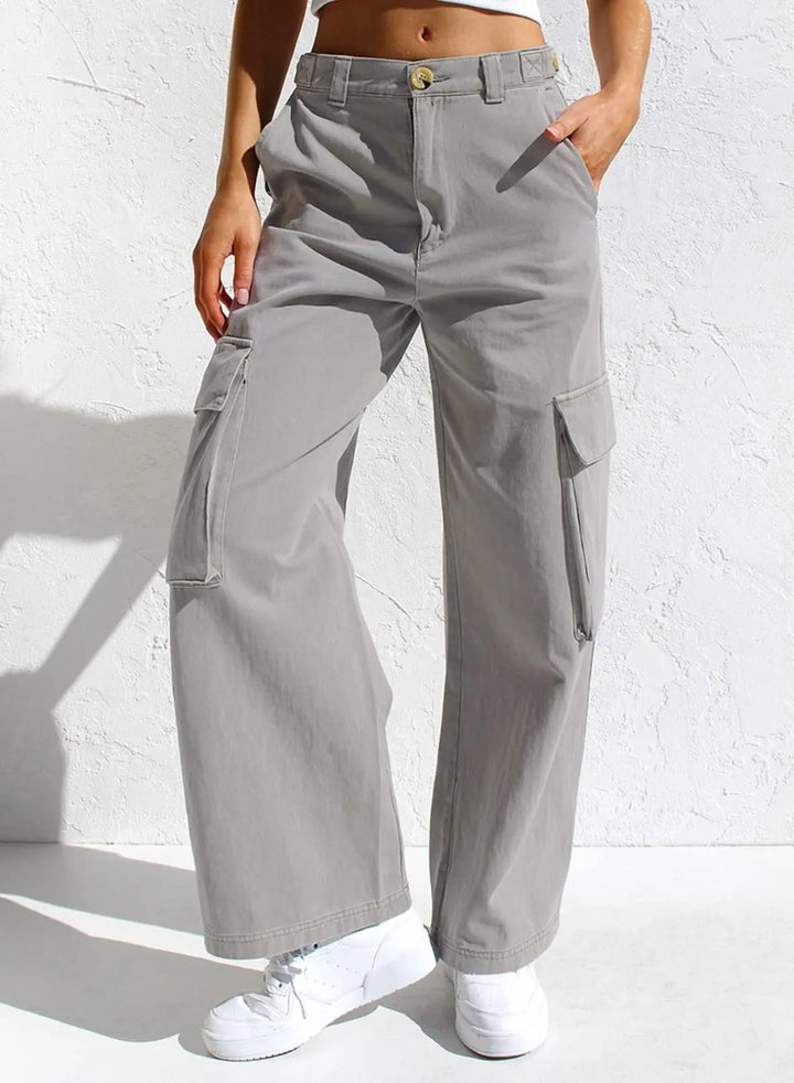 Pantaloni Cargo Donna Tasche Multiple Vestibilità Baggy