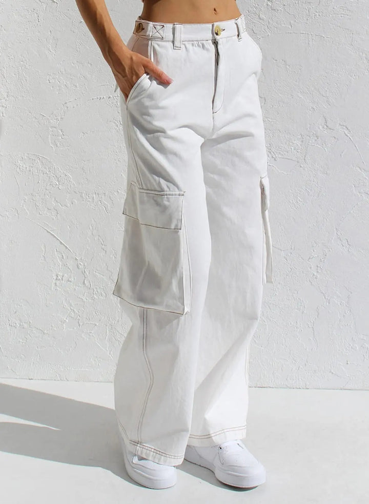 Pantaloni Cargo Donna Tasche Multiple Vestibilità Baggy