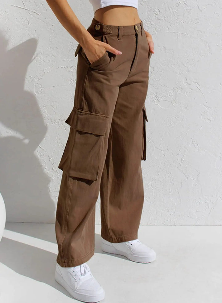 Pantaloni Cargo Donna Tasche Multiple Vestibilità Baggy