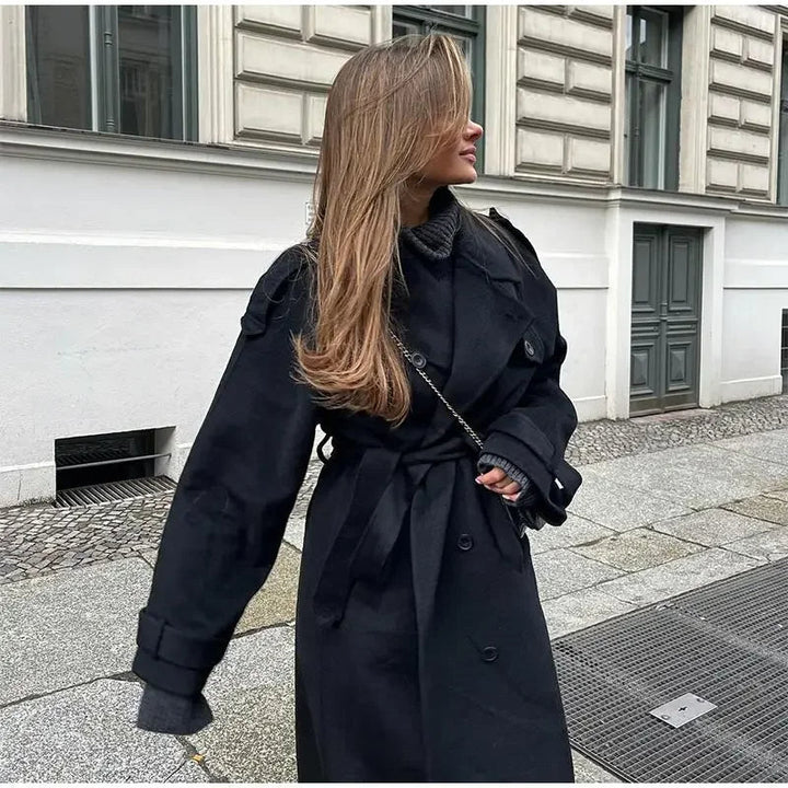 Cappotto Lungo Donna in Lana Caldo Stile Elegante