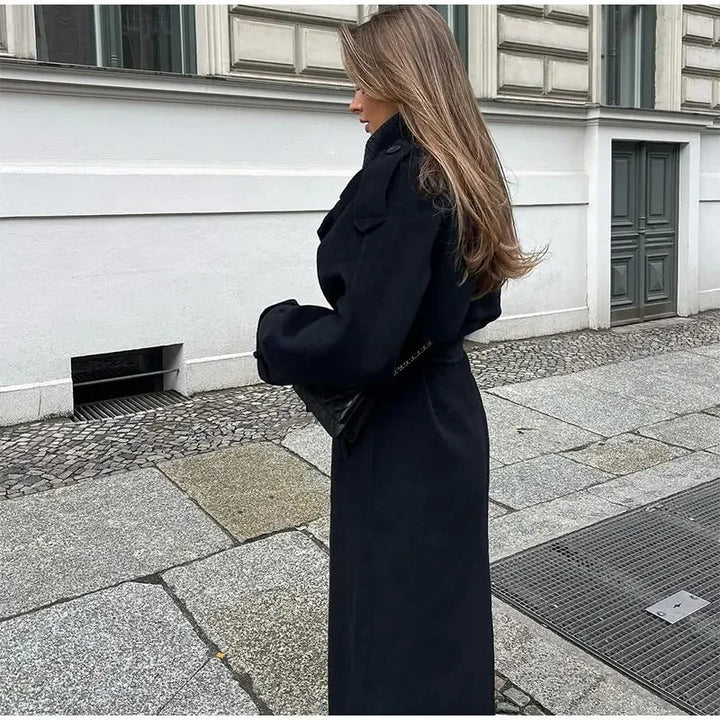 Cappotto Lungo Donna in Lana Caldo Stile Elegante