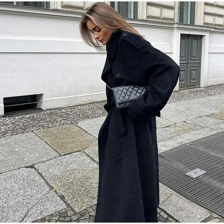 Cappotto Lungo Donna in Lana Caldo Stile Elegante