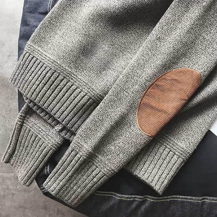 Maglione Uomo Lavorato a Maglia con Toppe sui Gomiti