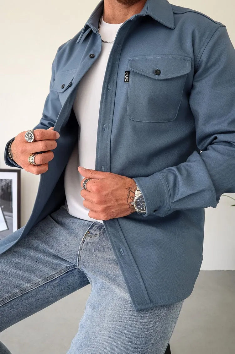 Camicia Uomo Bottoni Eleganti Tessuto Morbido Classica