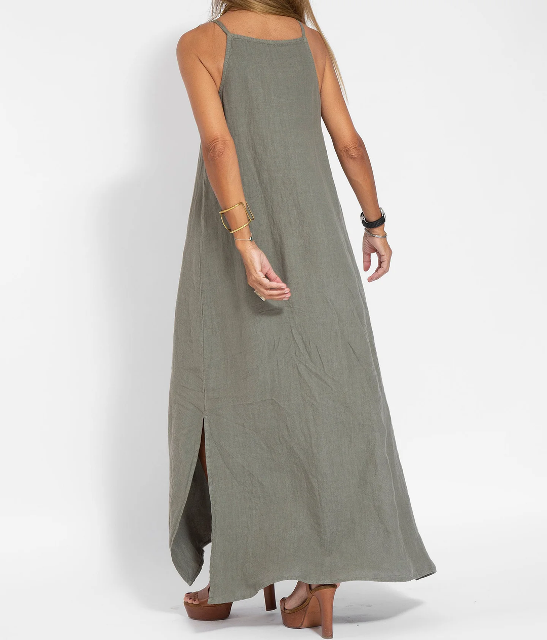 Abito Maxi Donna Scollo All’americana Stile Casual Chic