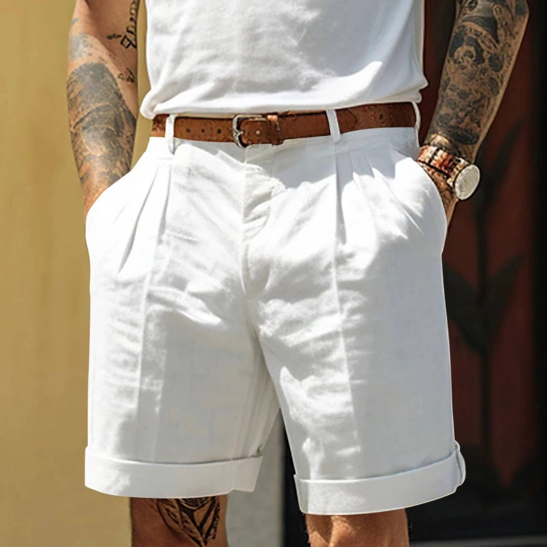 Pantaloncini Uomo Classici Orlo Risvoltato Regular Fit