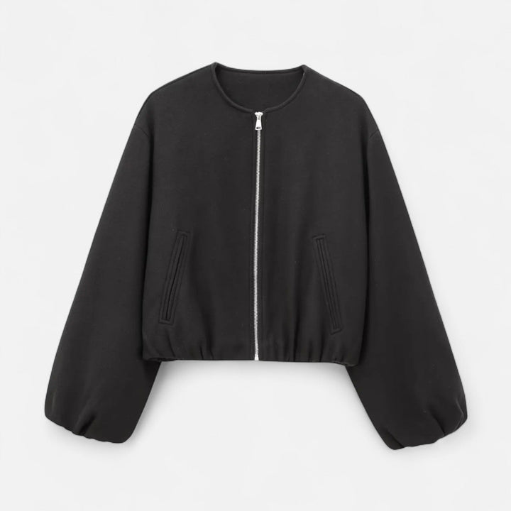 Giacca Blouson Donna in Tessuto Retrò Girocollo Casual