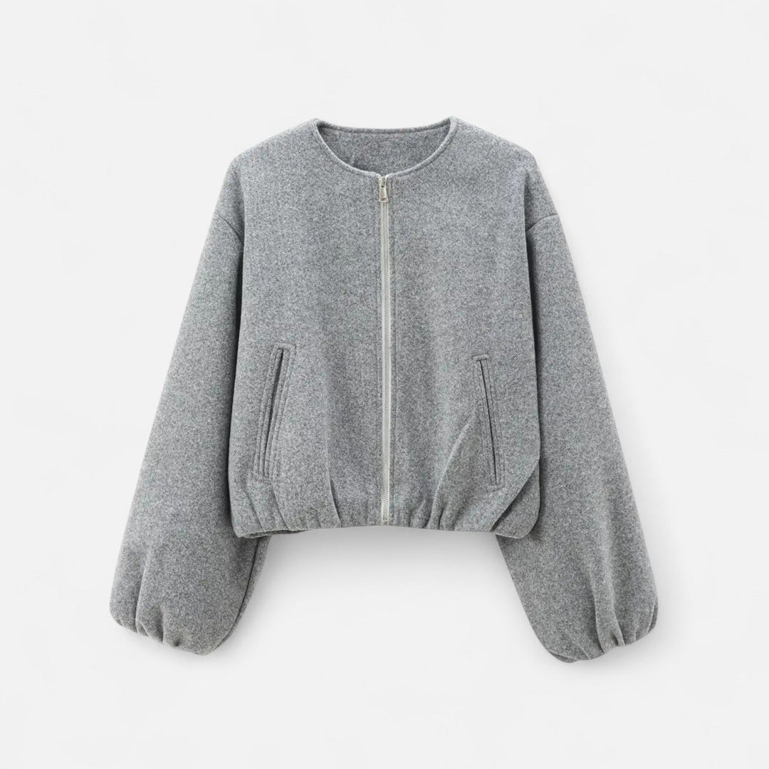 Giacca Blouson Donna in Tessuto Retrò Girocollo Casual