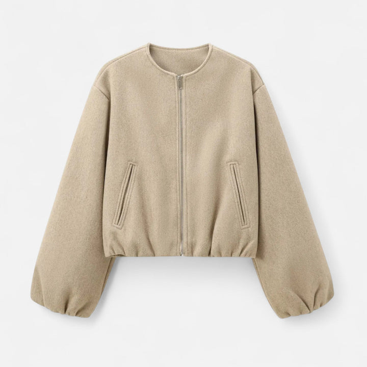 Giacca Blouson Donna in Tessuto Retrò Girocollo Casual
