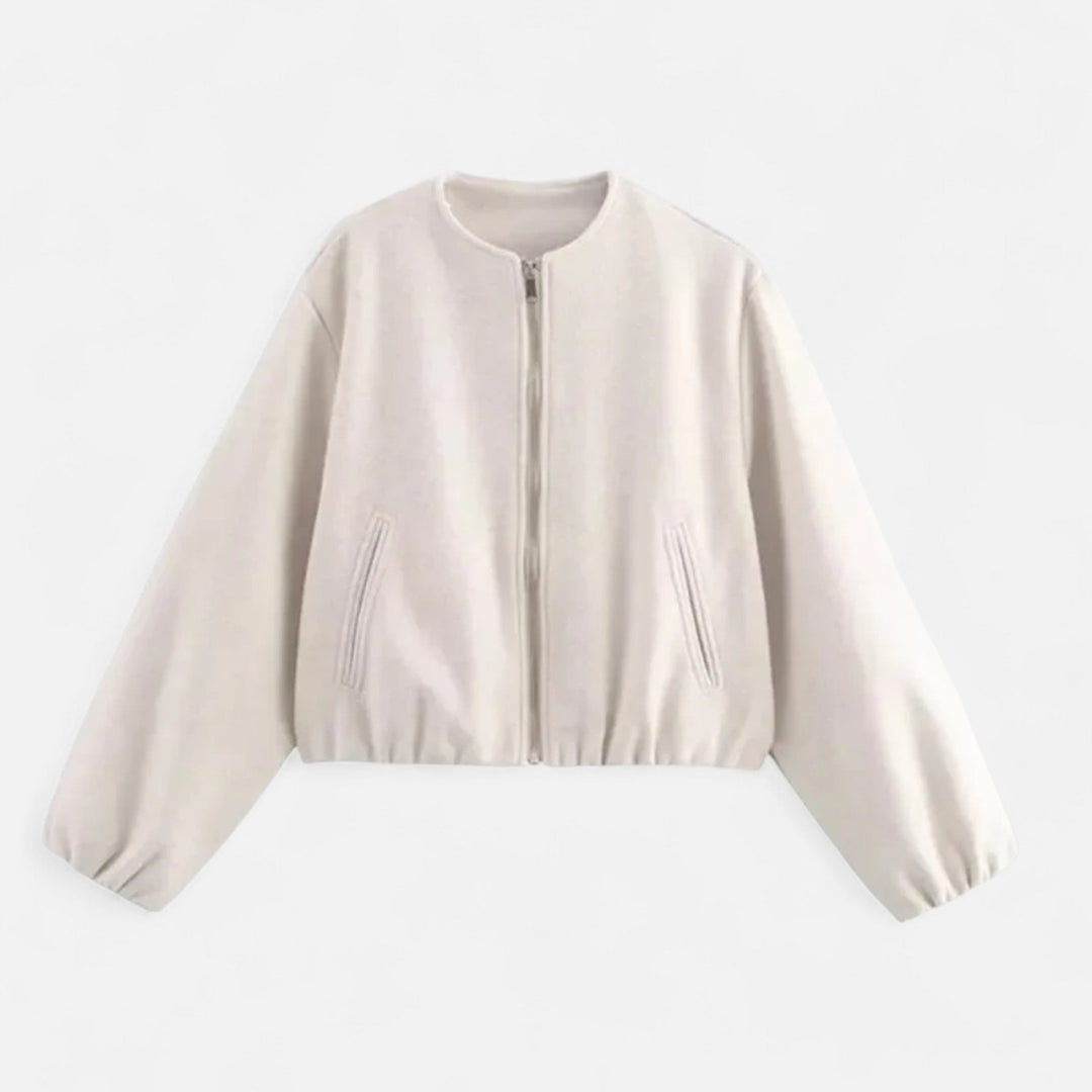Giacca Blouson Donna in Tessuto Retrò Girocollo Casual