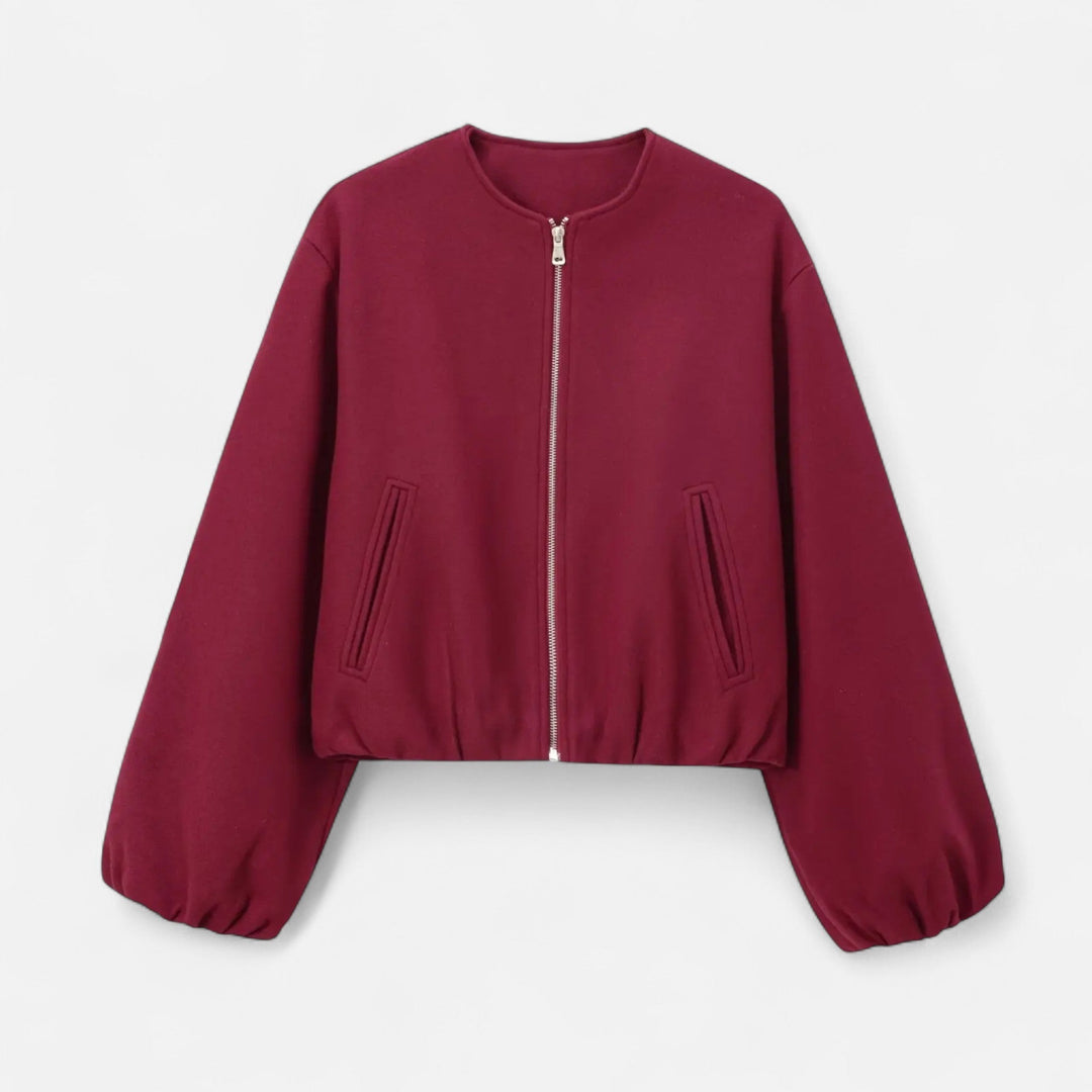 Giacca Blouson Donna in Tessuto Retrò Girocollo Casual - Vesarelli