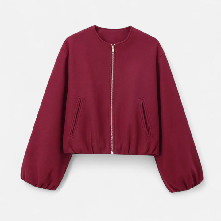 Giacca Blouson Donna in Tessuto Retrò Girocollo Casual - Vesarelli