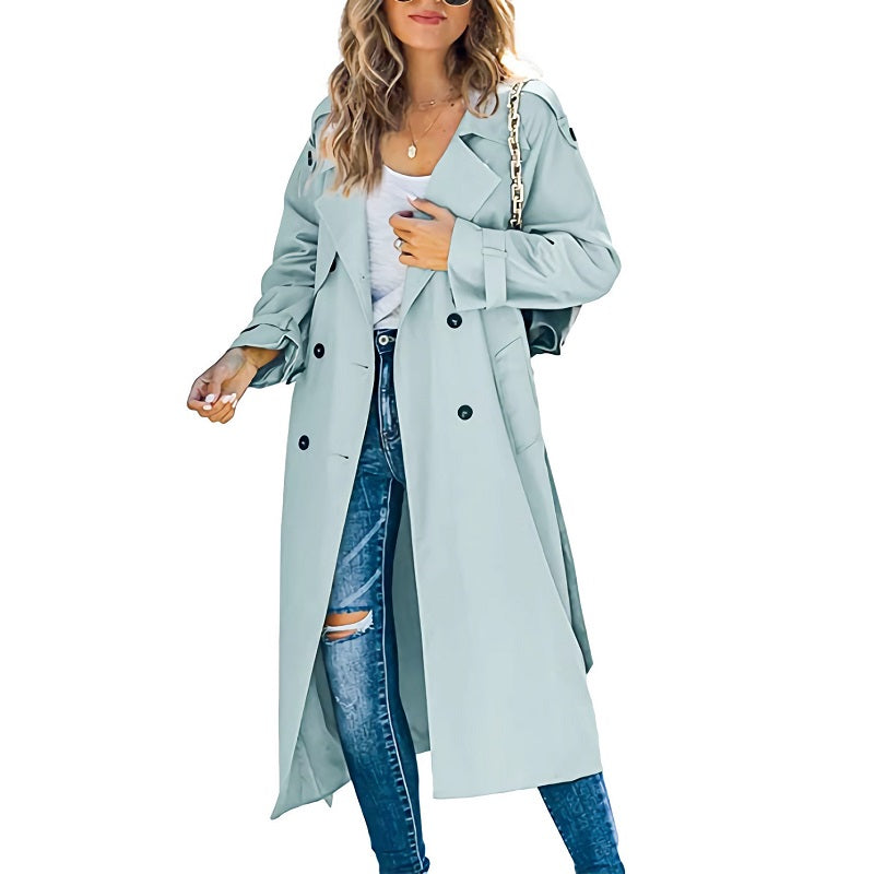 Trench Lungo Donna Tessuto Classico Vestibilità Regular