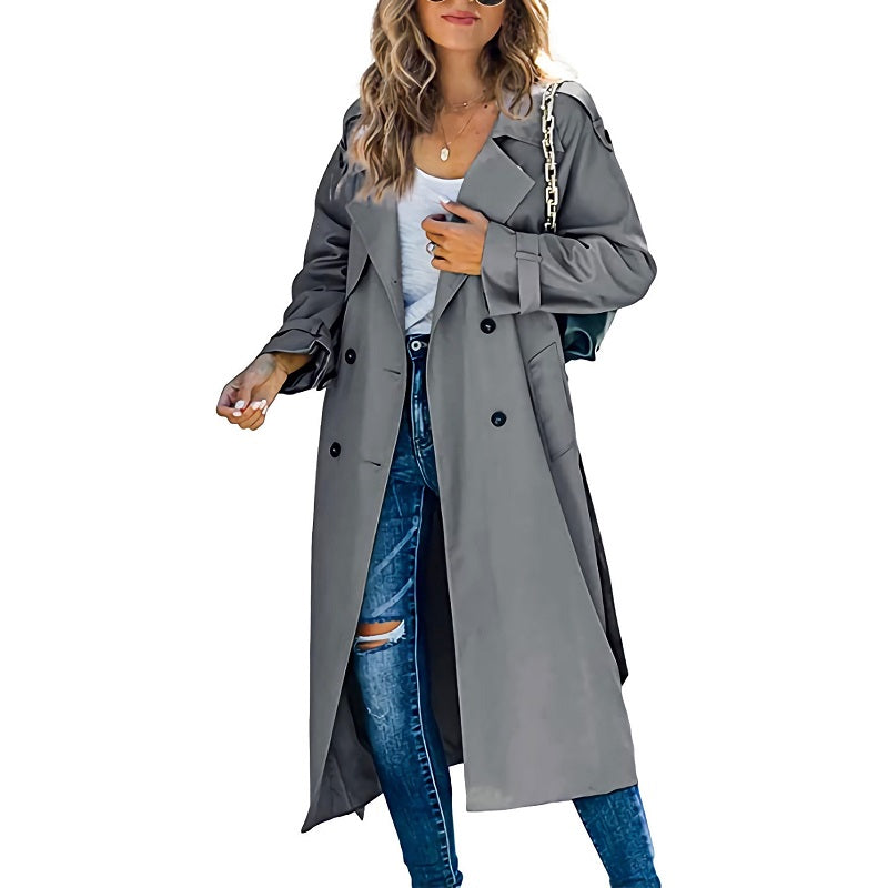Trench Lungo Donna Tessuto Classico Vestibilità Regular