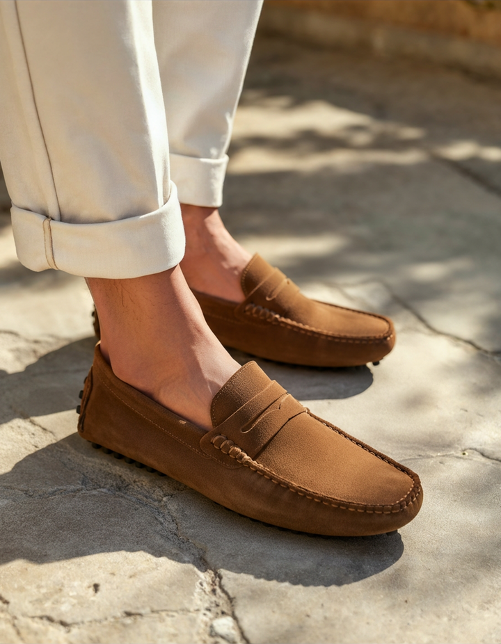 Mocassini Uomo in Pelle Scamosciata Comfort Calzata Precisa