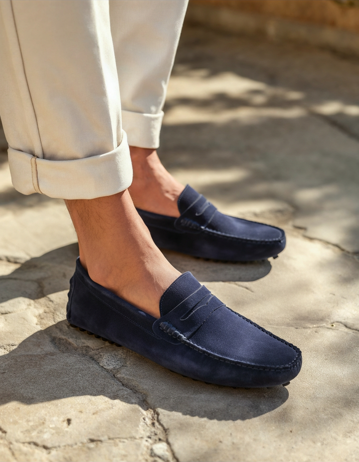 Mocassini Uomo in Pelle Scamosciata Comfort Calzata Precisa