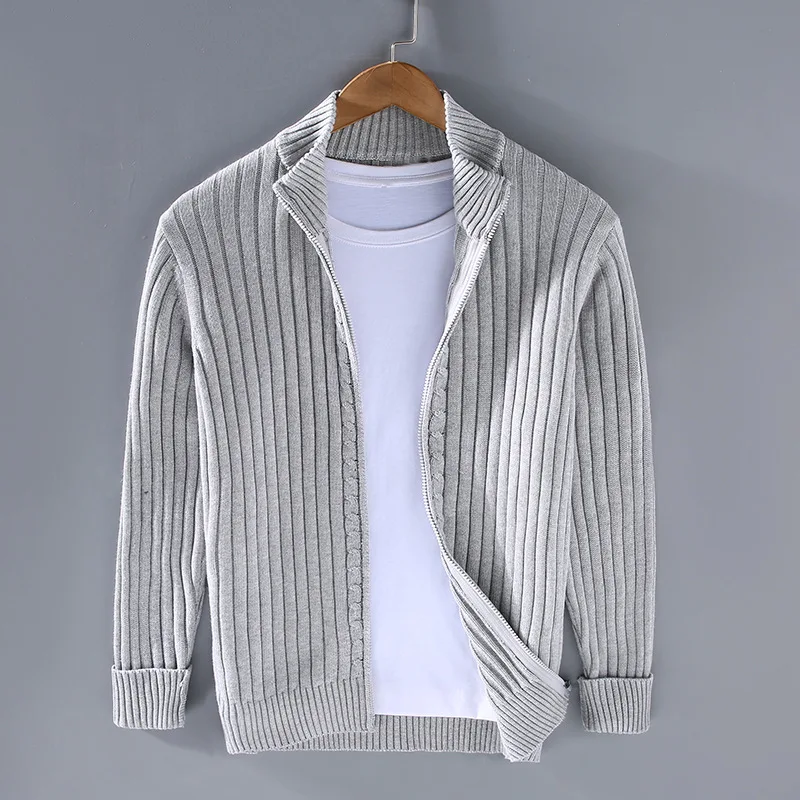 Cardigan Uomo Maglia a Coste con Cerniera Classico - Vesarelli