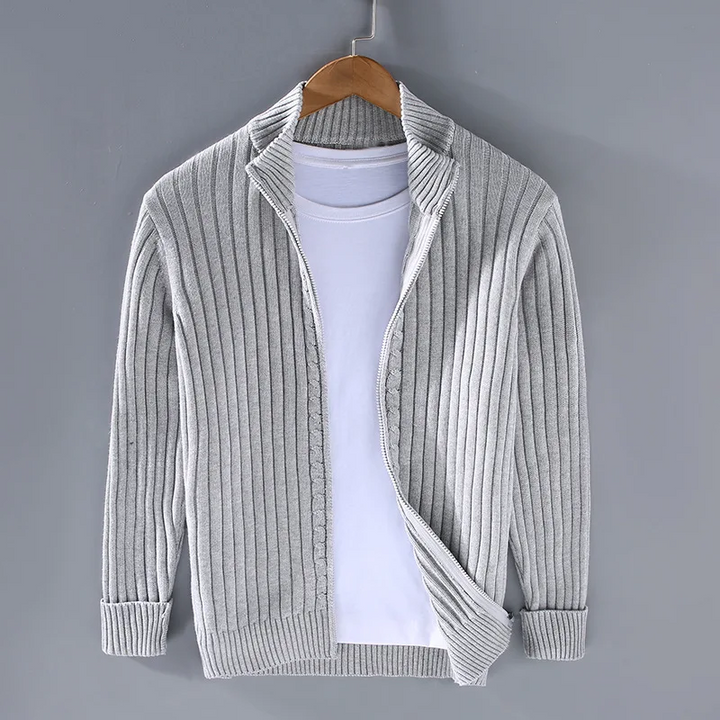 Cardigan Uomo Maglia a Coste con Cerniera Classico - Vesarelli