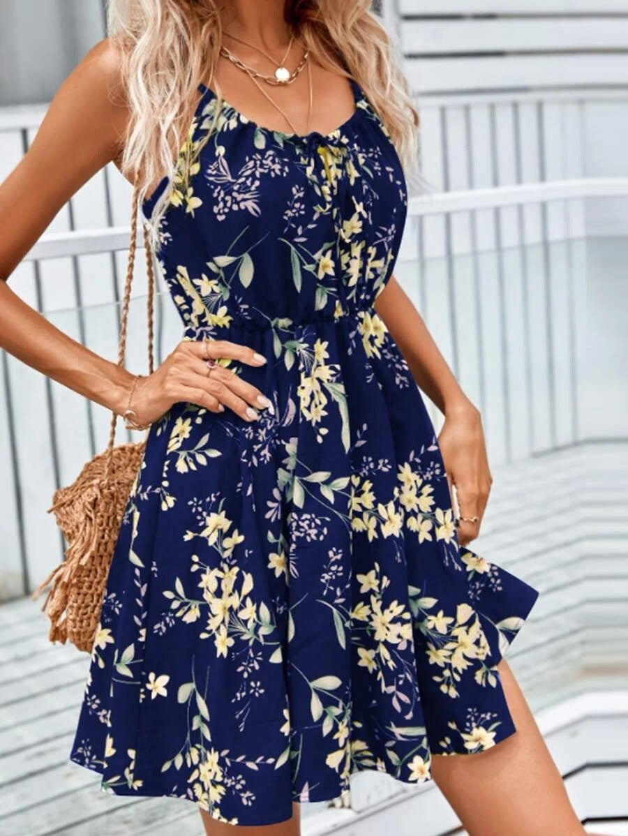 Abito Mini Donna Senza Maniche Stile Bohémien Estivo