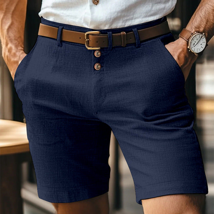 Pantaloncini Uomo in Lino Leggeri Traspiranti con Bottoni