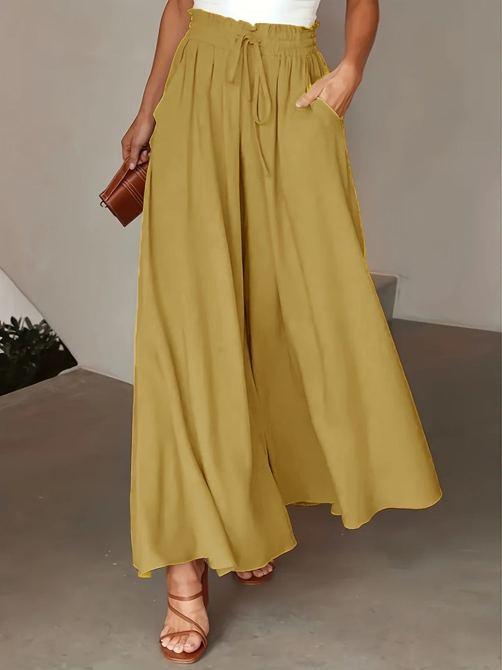 Pantaloni Palazzo Donna Vita Alta Stile Boho Comfort Estivo