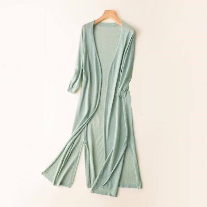 Cardigan Lungo Donna Leggero Aperto Manica Lunga