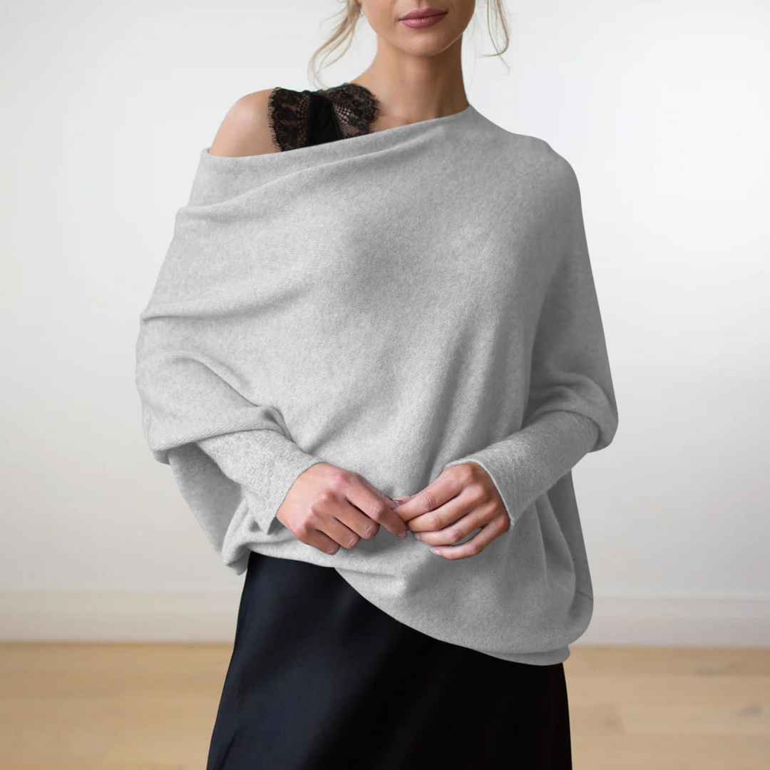 Poncho Donna Lavorato a Maglia con Chiusura a Bottoni Elegante
