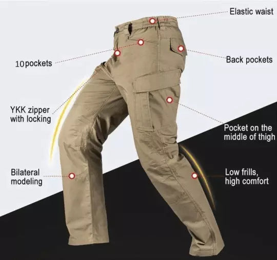 Pantaloni Uomo Tattici Resistenti Funzionali Vestibilità Comoda