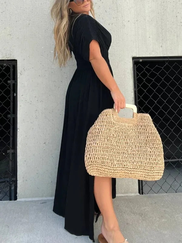 Abito lungo Donna Scollo a V con Spacco