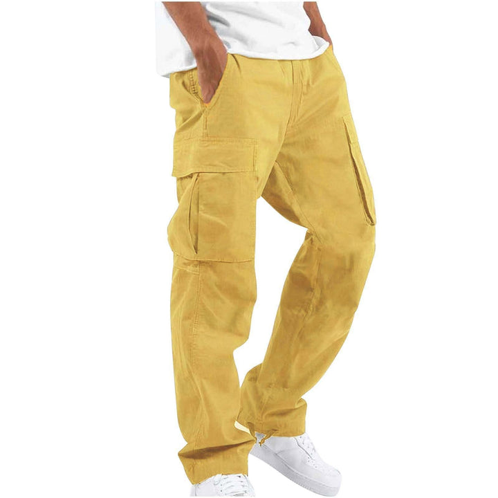 Pantaloni Cargo Uomo Misto Cotone Gamba Larga Vestibilità Rilassata