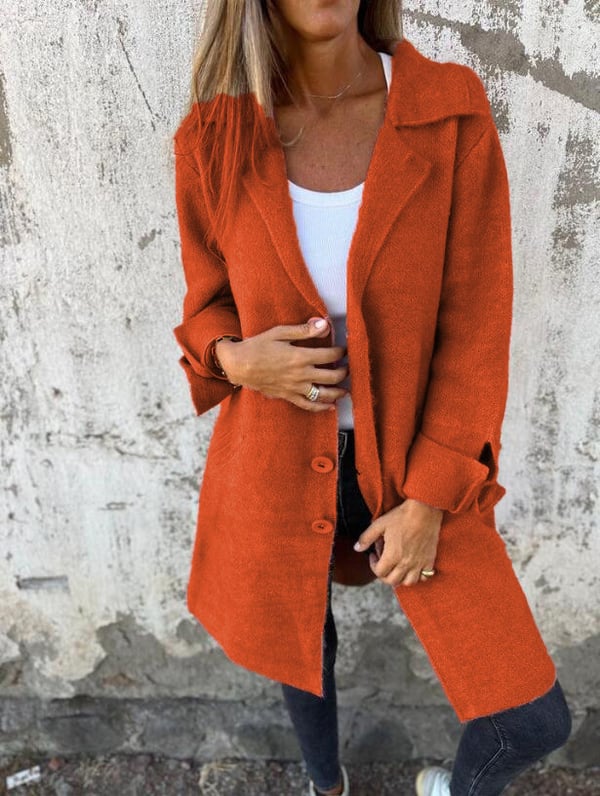 Giacca Donna Oversize in Tweed Collo con Revers e Bottoni