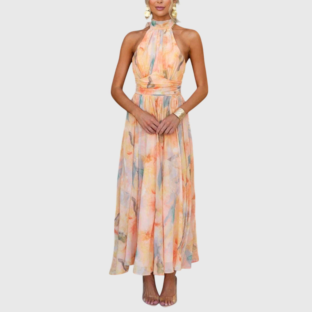 Abito Maxi Donna Collo Halter Linea Allungante Estivo - Vesarelli
