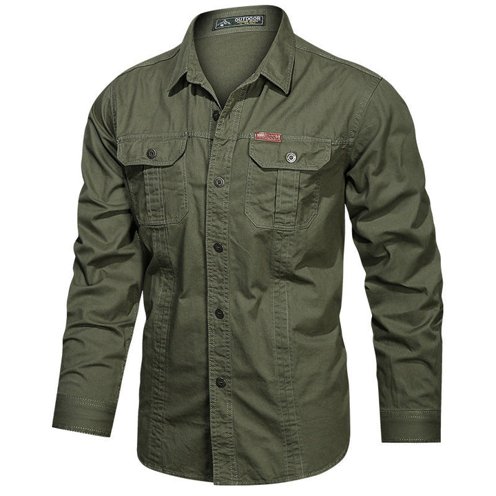Camicia Uomo Tessuto Militare Vestibilità Regolare
