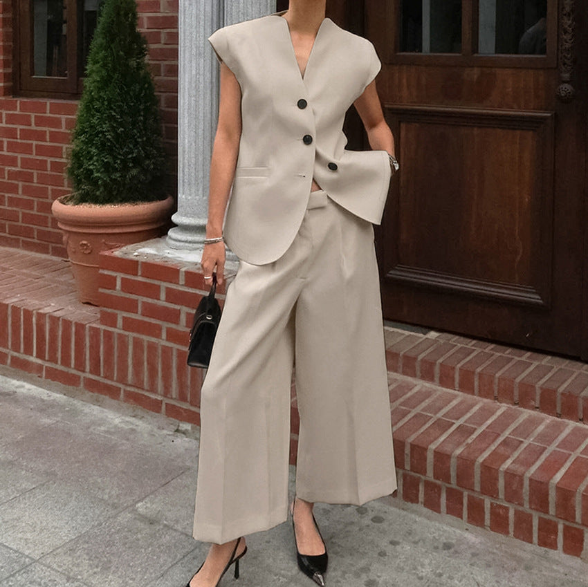Completo Donna Blazer e Pantaloni Tessuto Raffinato Moderno