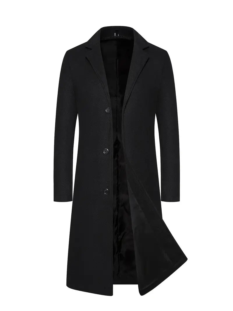 Cappotto Uomo Lungo Monopetto Tessuto Caldo Aderente - Vesarelli