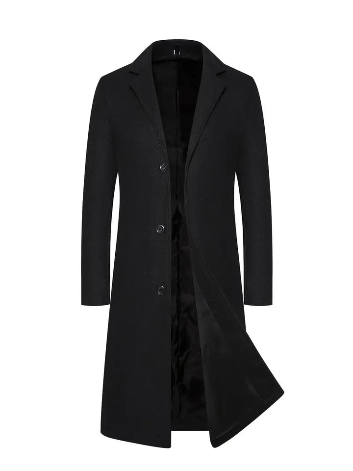 Cappotto Uomo Lungo Monopetto Tessuto Caldo Aderente - Vesarelli