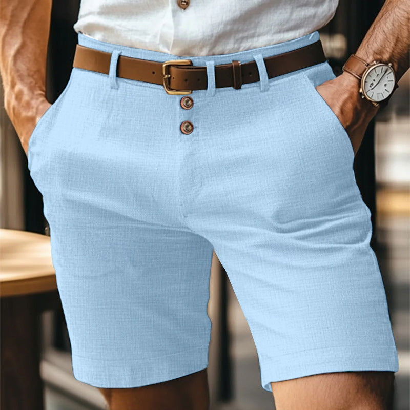 Pantaloncini Uomo in Lino Leggeri Traspiranti con Bottoni
