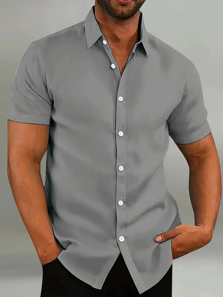 Camicia Uomo Maniche Corte Leggera Tessuto Traspirante Casual