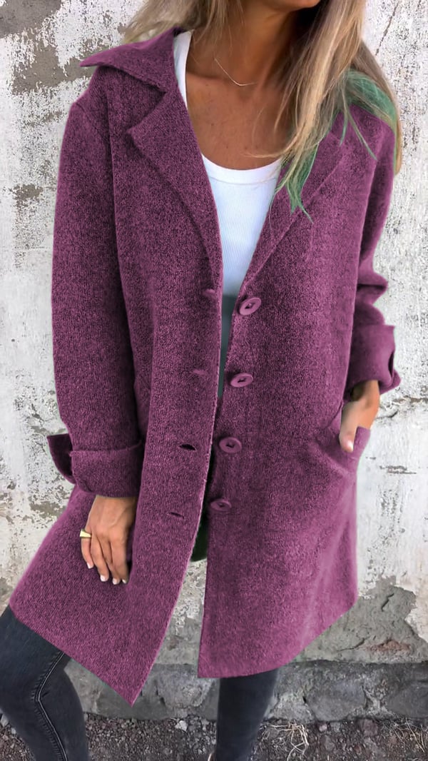 Giacca Donna Oversize in Tweed Collo con Revers e Bottoni