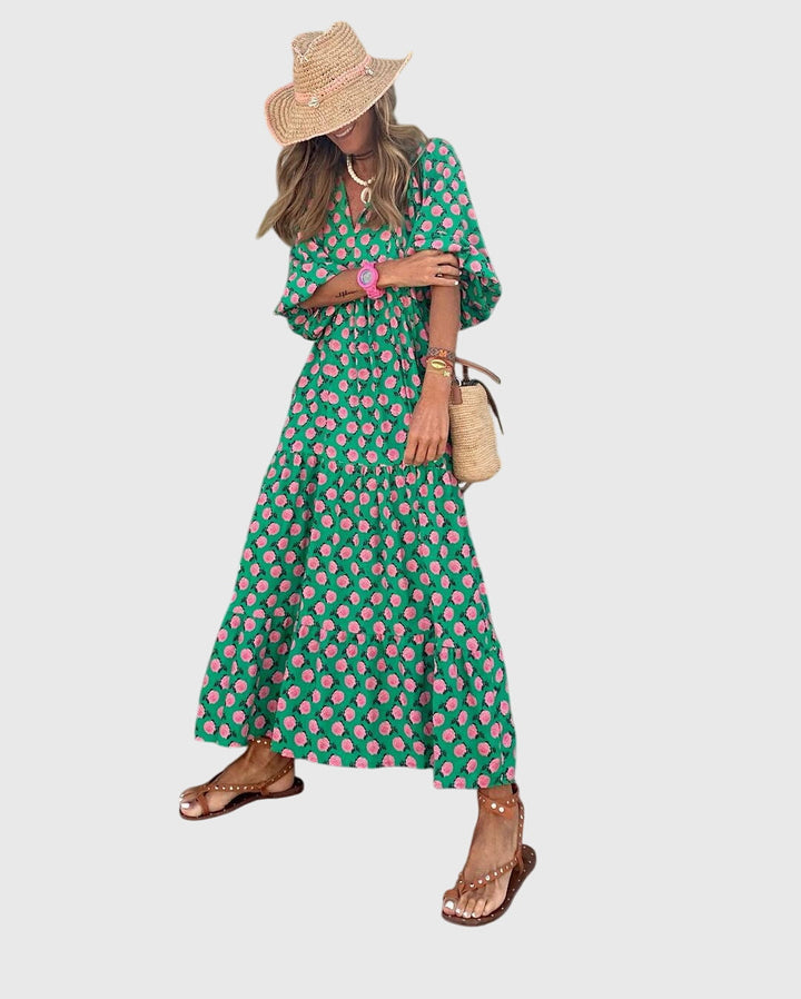 Abito Maxi Donna Linea Libera Stile Boho Romantico