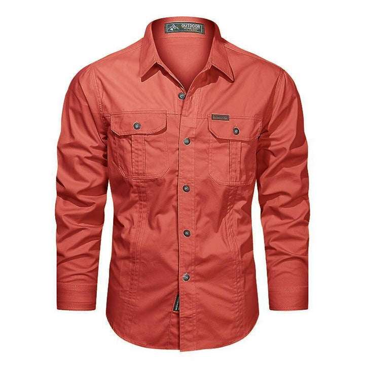 Camicia Uomo Tessuto Militare Vestibilità Regolare