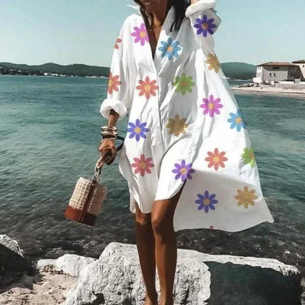 Abito Camicia Donna Fluido Vestibilità Comoda