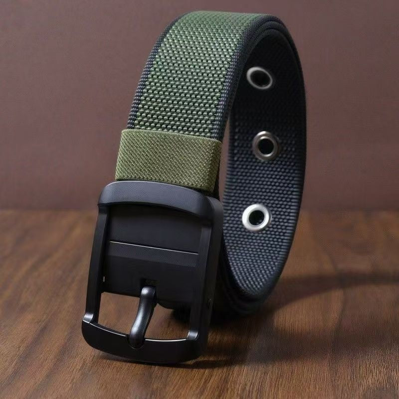 Cintura Uomo in Nylon Girevole con Fibbia Ad Ardiglione Bifacciale