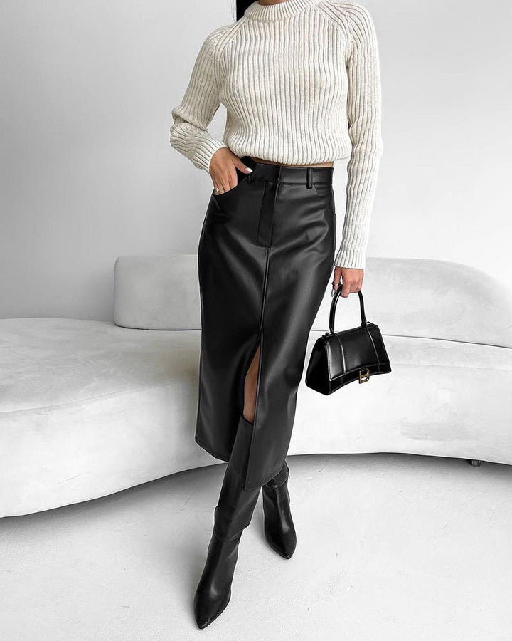 Gonna Donna in Pelle Vita Alta Slim