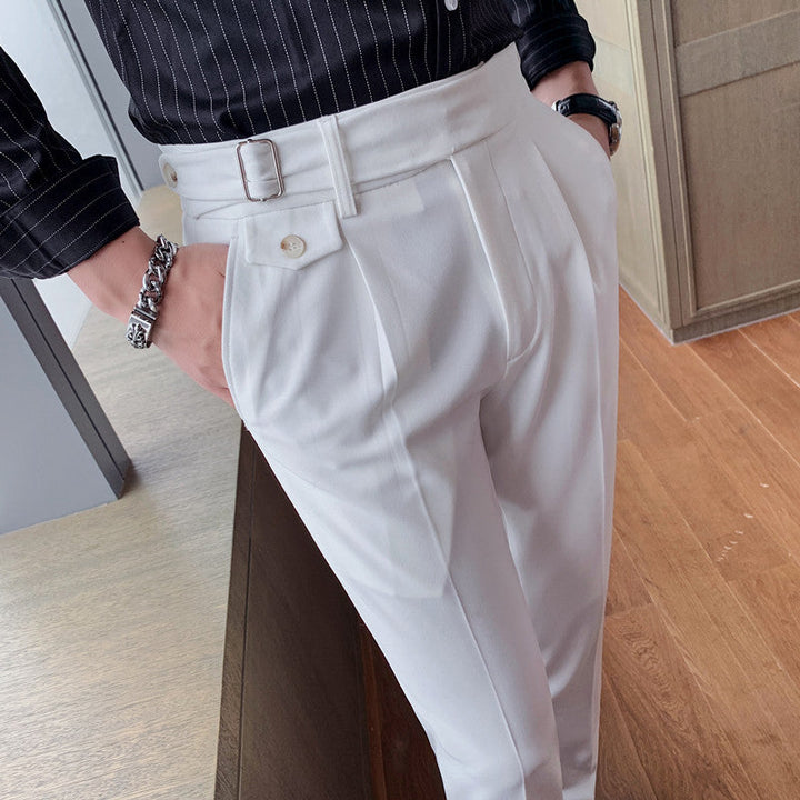 Pantaloni Uomo Eleganti Tessuto Traspirante Slim Fit