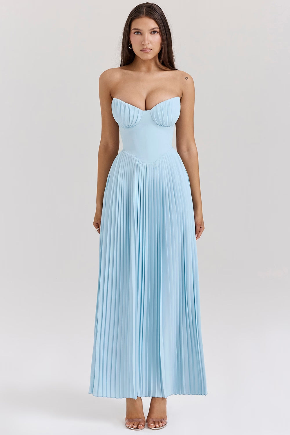 Abito Maxi Donna Scollo a Cuore Senza Spalline - Vesarelli