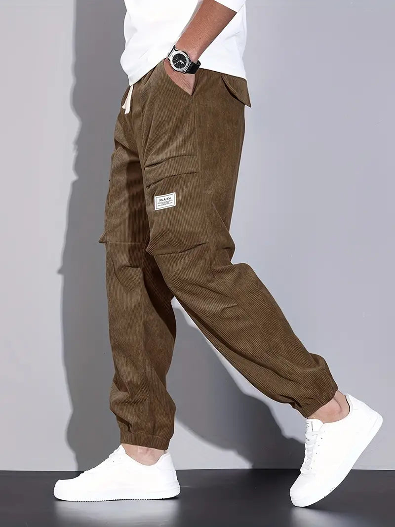 Pantaloni Cargo Uomo Velluto a Coste Slim Fit - Vesarelli