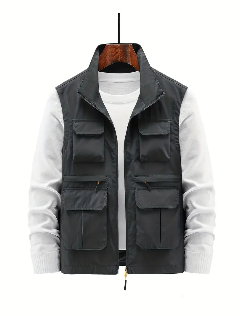 Gilet Uomo con Zip e Tasche Multiple Regular Fit