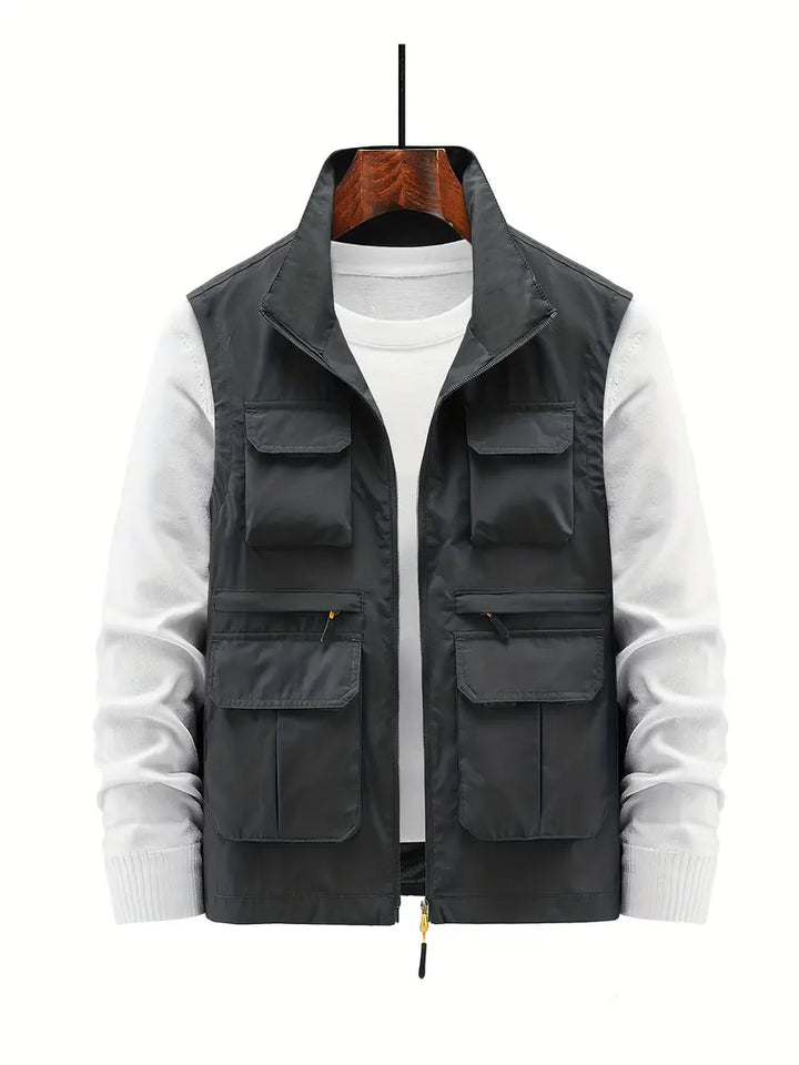 Gilet Uomo con Zip e Tasche Multiple Regular Fit