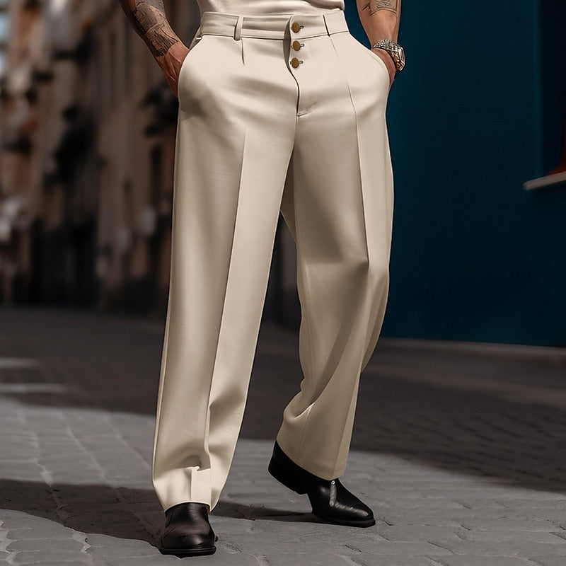 Pantaloni Uomo Dritti Tessuto Morbido Vestibilità Ampia - Vesarelli